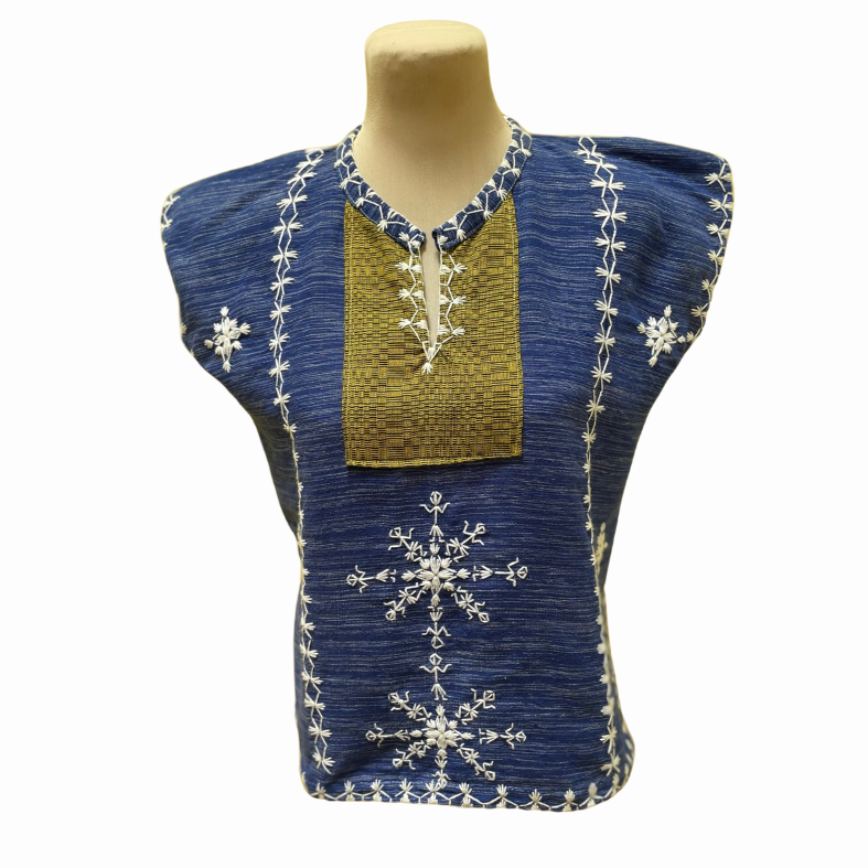 Women's Kaftan Blouse with Itneg Embroidery - Tiniri/Binakol Weave