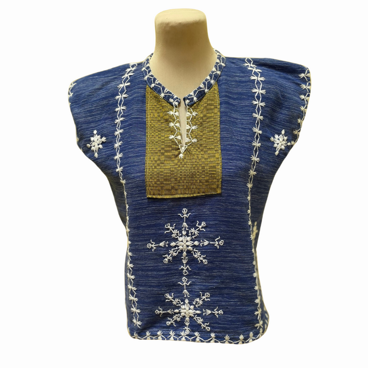 Women's Kaftan Blouse with Itneg Embroidery - Tiniri/Binakol Weave