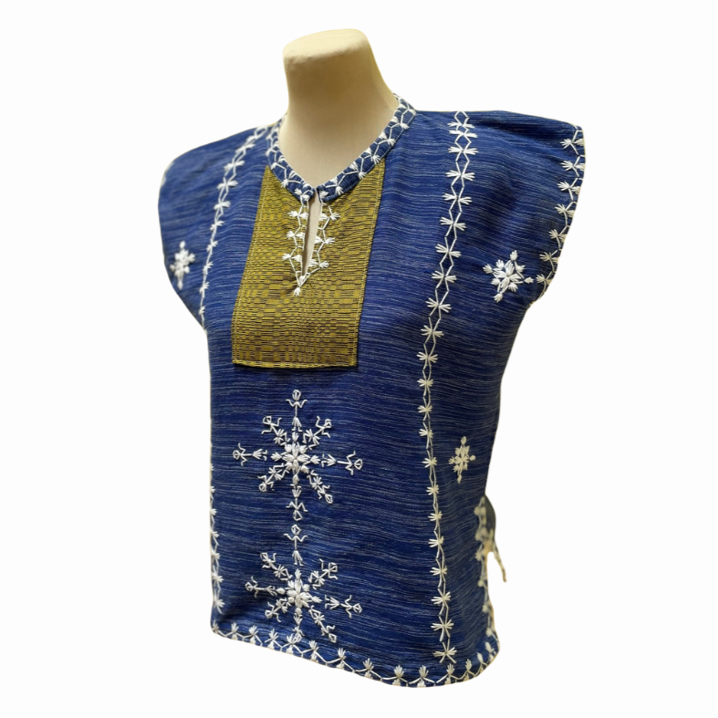 Women's Kaftan Blouse with Itneg Embroidery - Tiniri/Binakol Weave
