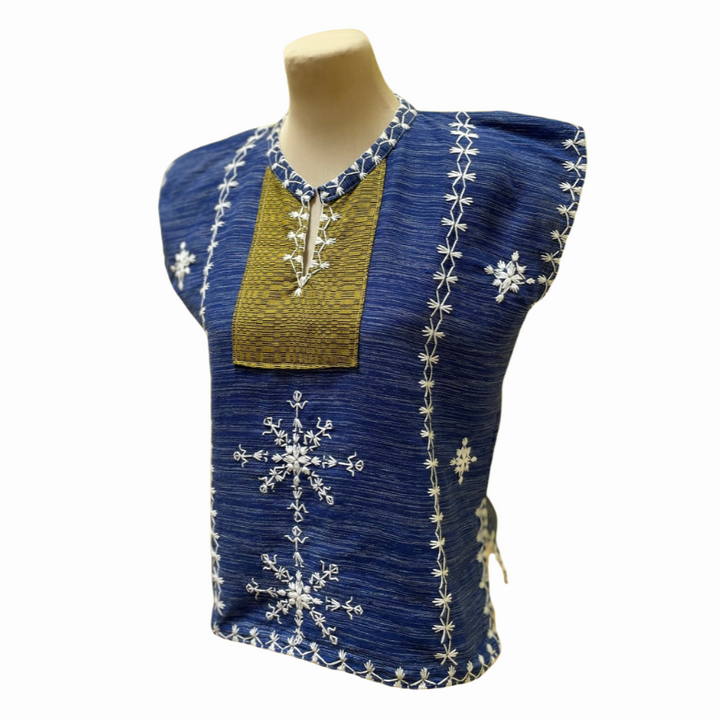 Women's Kaftan Blouse with Itneg Embroidery - Tiniri/Binakol Weave