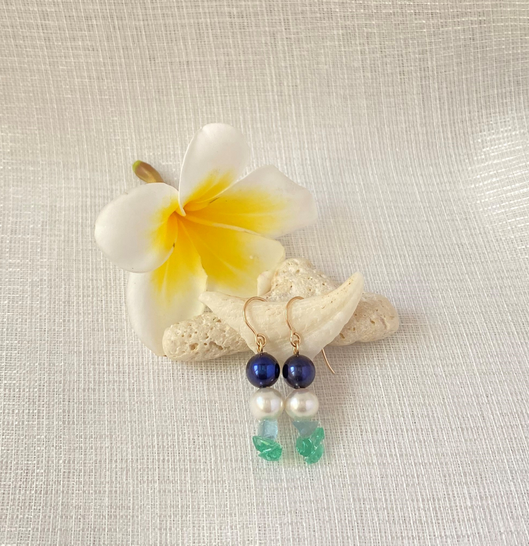 Plumeria Accessories Hikari Dangling Sea Glass Earring