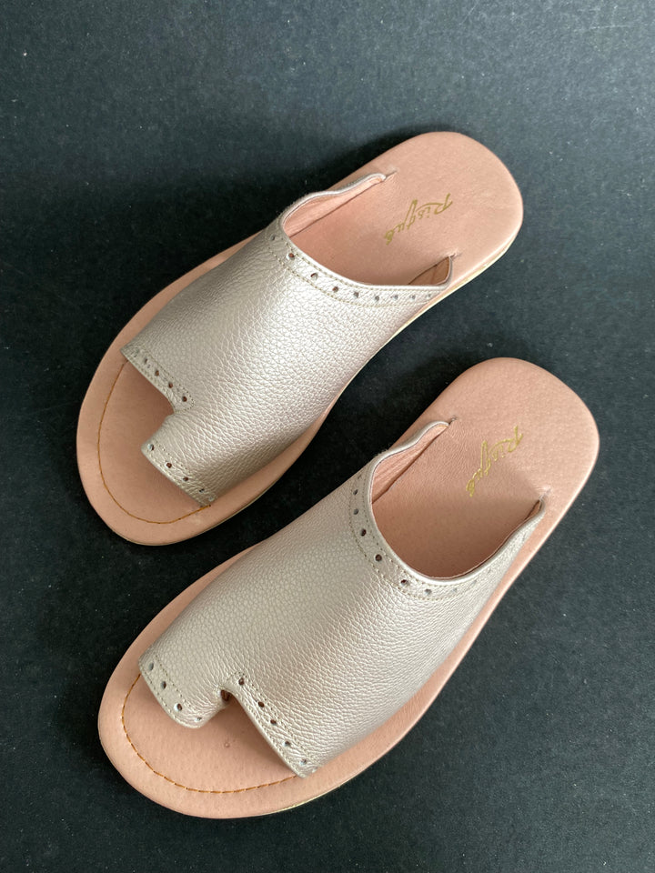 Risqué Designs Womens Genuine Leather Slides in Rosegold