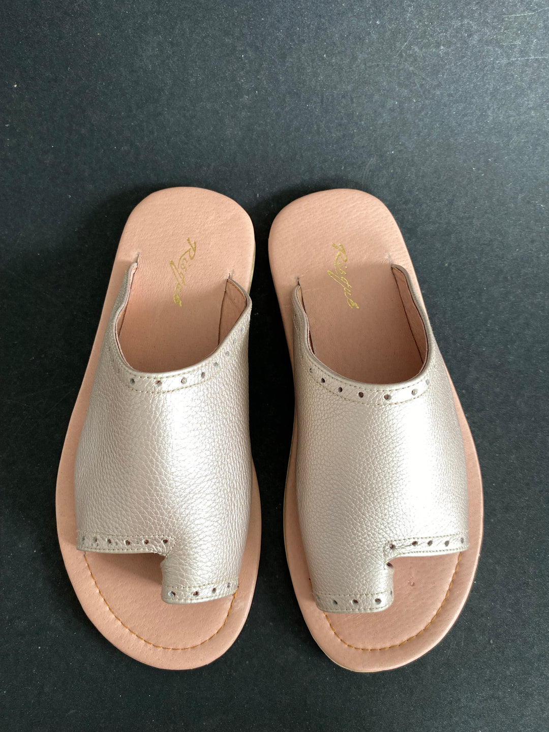 Risqué Designs Womens Genuine Leather Slides in Rosegold