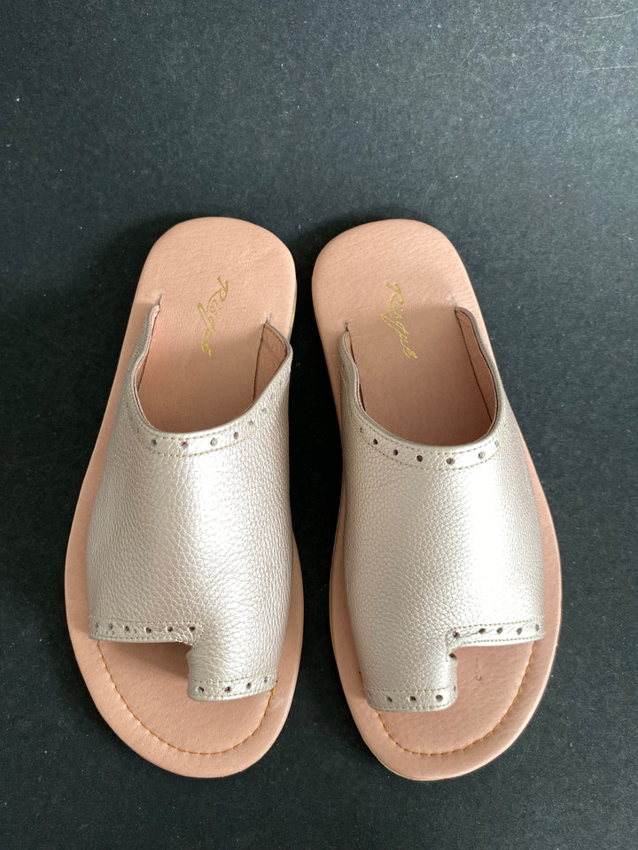 Risqué Designs Womens Genuine Leather Slides in Rosegold