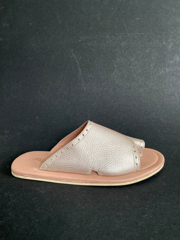 Risqué Designs Womens Genuine Leather Slides in Rosegold