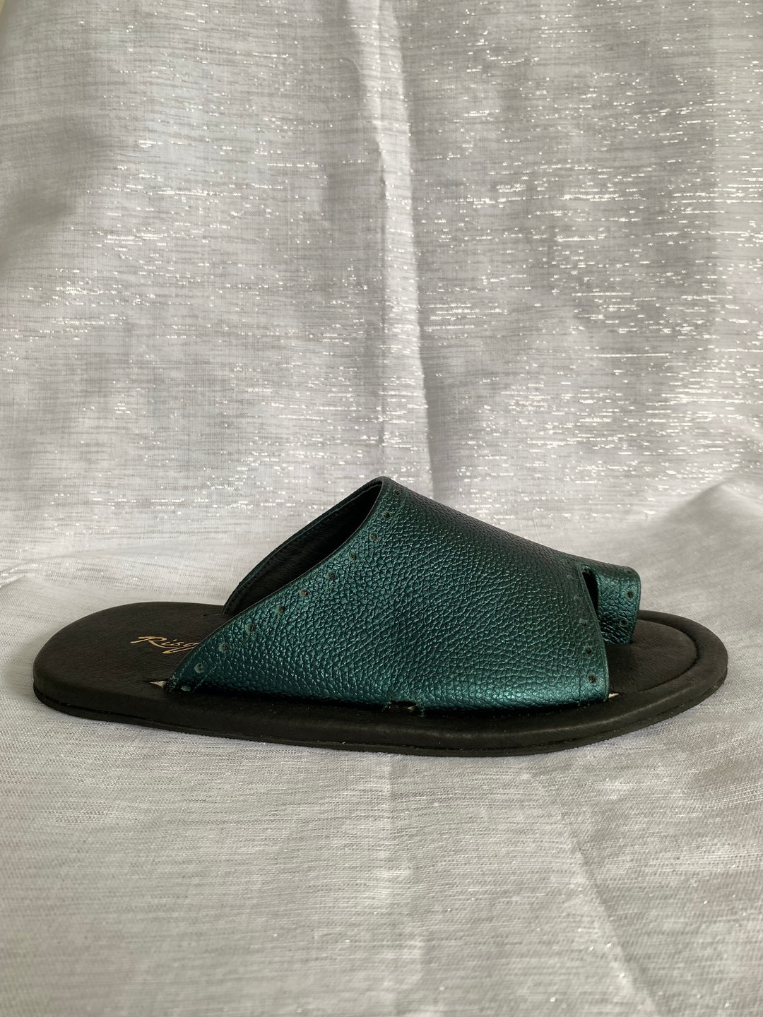 Risqué Designs Womens Genuine Leather Slides in Bluegreen