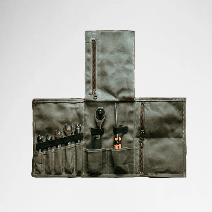 Gouache Moto Waxed Canvas Tool Roll Organizer