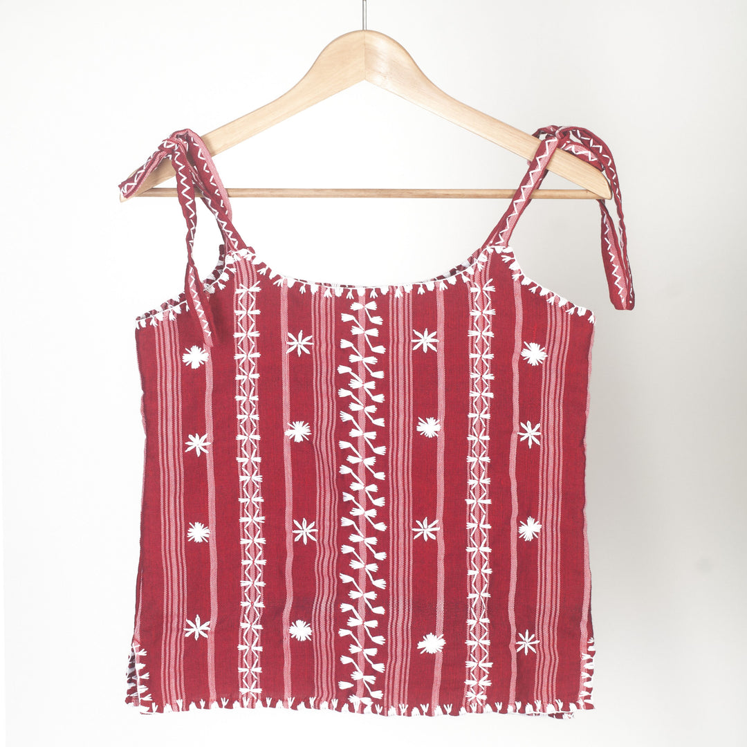 Abra Indigo Manila Mabaca Tie Strap Top