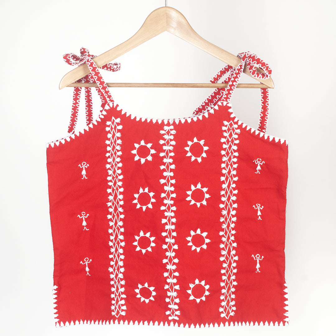 Abra Indigo Manila Mabaca Tie Strap Top