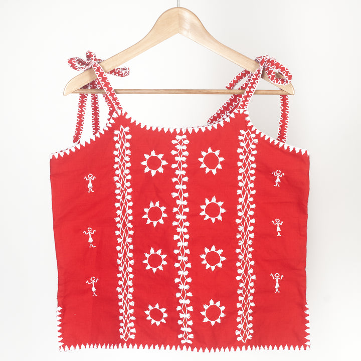 Abra Indigo Manila Mabaca Tie Strap Top