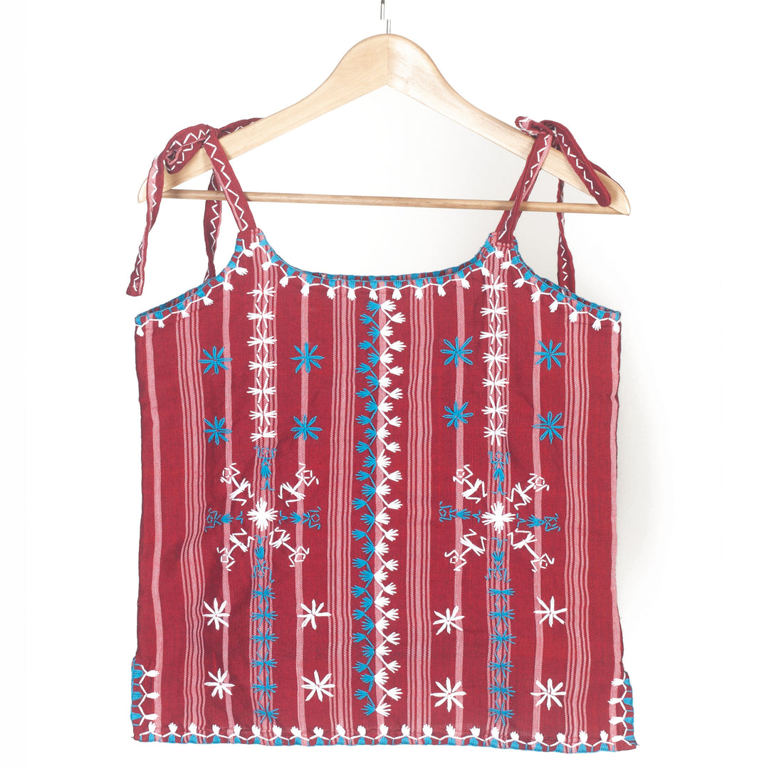 Abra Indigo Manila Mabaca Tie Strap Top