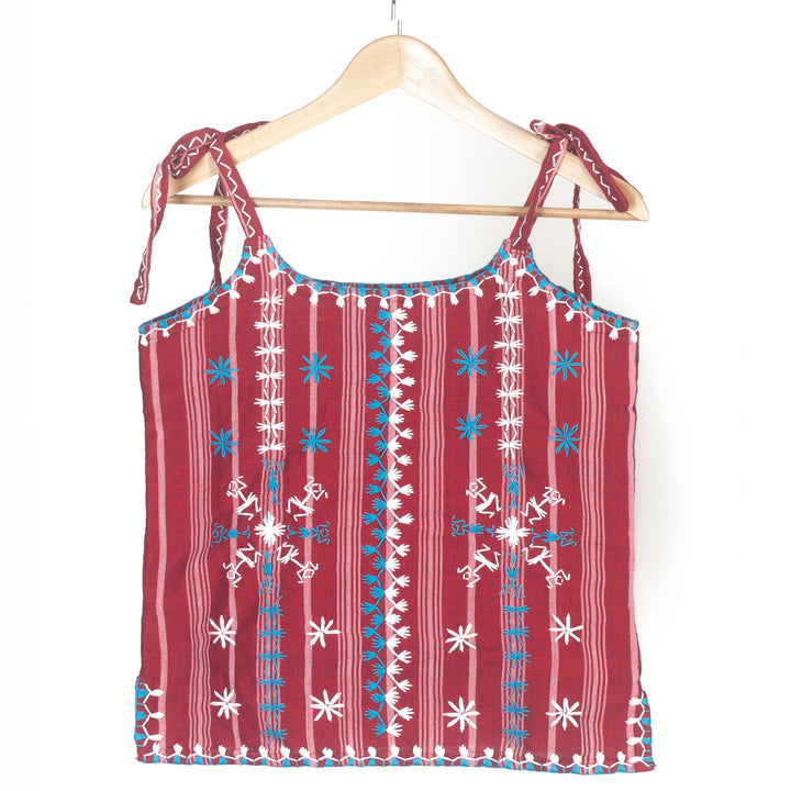 Abra Indigo Manila Mabaca Tie Strap Top