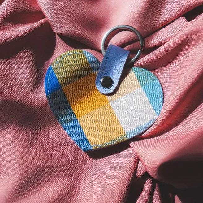 Woven Heart Keychain - Baby Blue