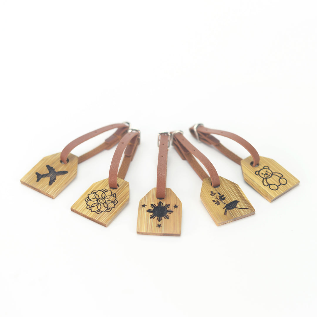 BalaiKamay Bamboo Bag Tag with Leather Buckle