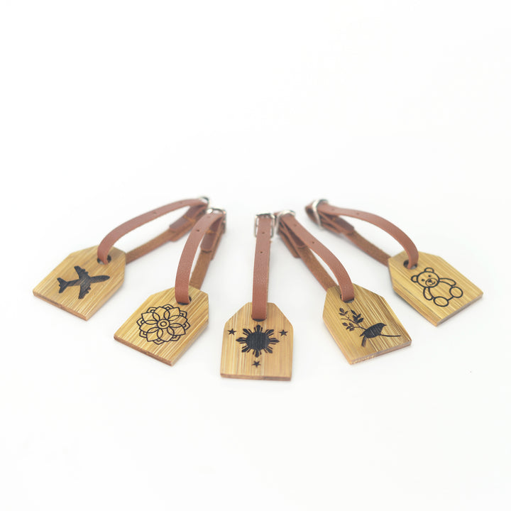 BalaiKamay Bamboo Bag Tag with Leather Buckle