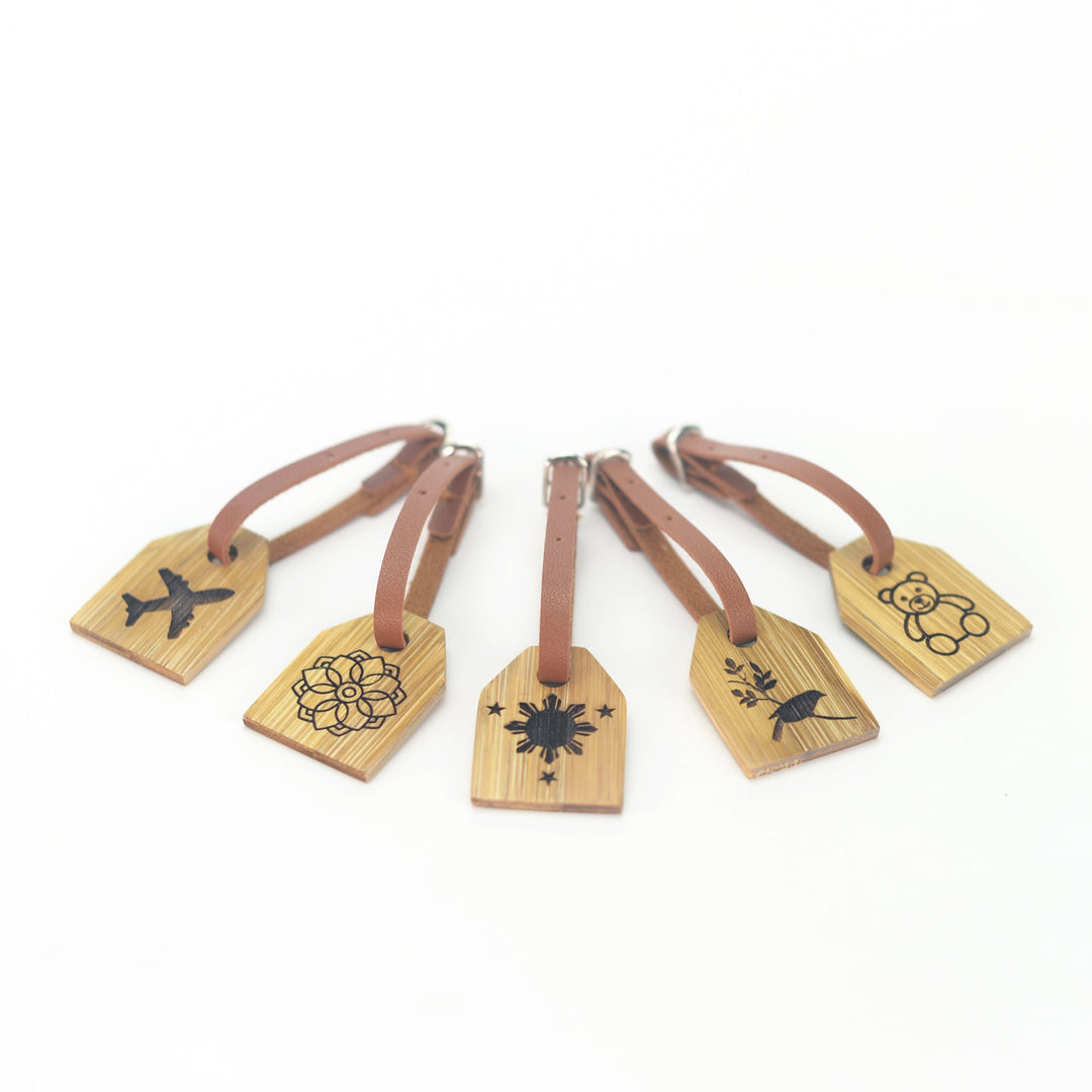 BalaiKamay Bamboo Letters Bag Tag with Leather Buckle