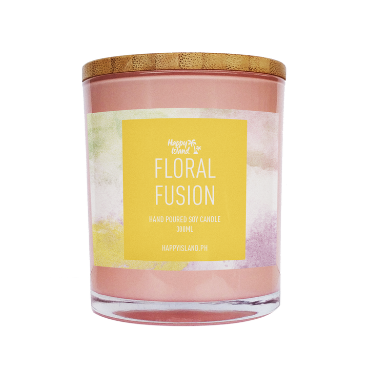 Happy Island	Flora Collection Scented Hand-Poured Soy Candle - 500mL / 17oz Glass Jar