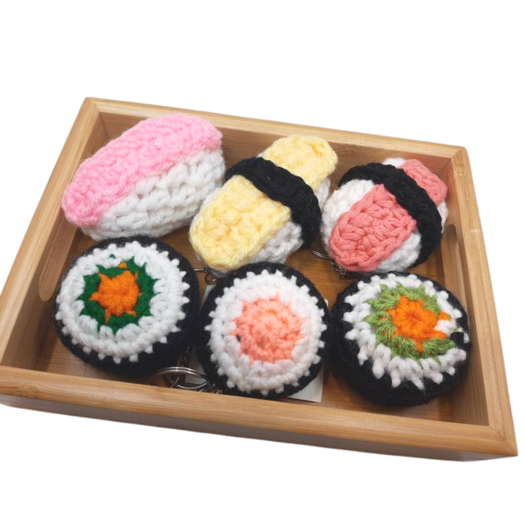 400 Lux Hand Crocheted Sushi Keychain