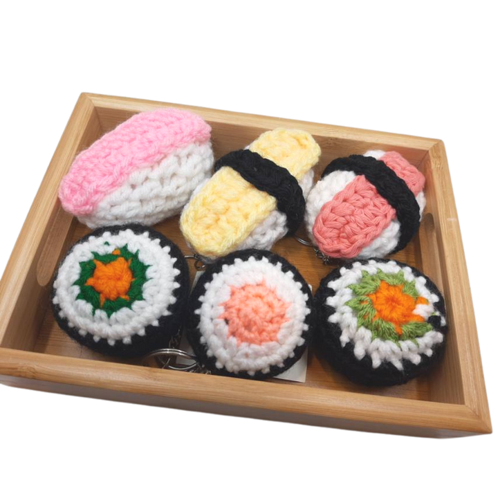 400 Lux Hand Crocheted Sushi Keychain