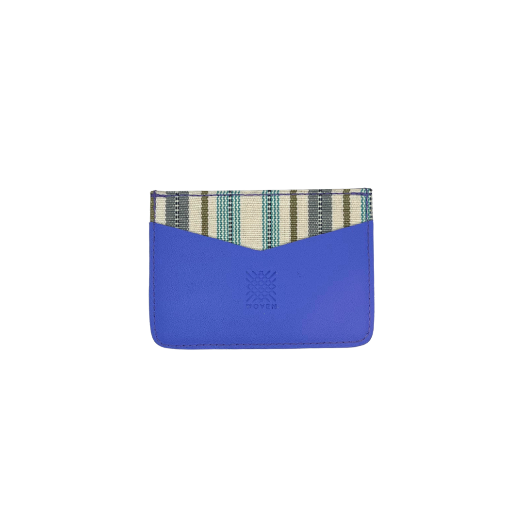 Woven Bulsa Card Holder in Indigo Leather