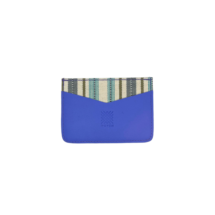 Woven Bulsa Card Holder in Indigo Leather