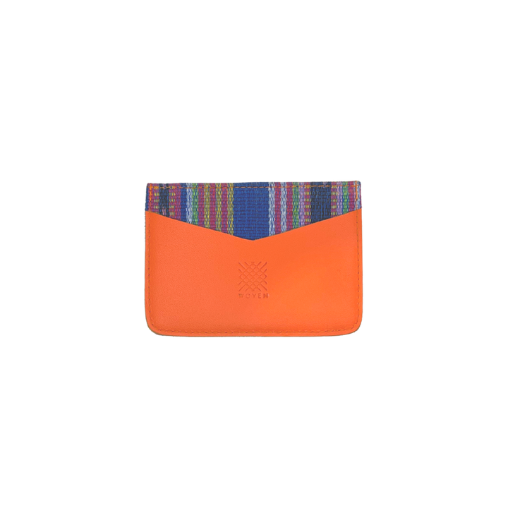 Woven Bulsa Card Holder in Orange Leather