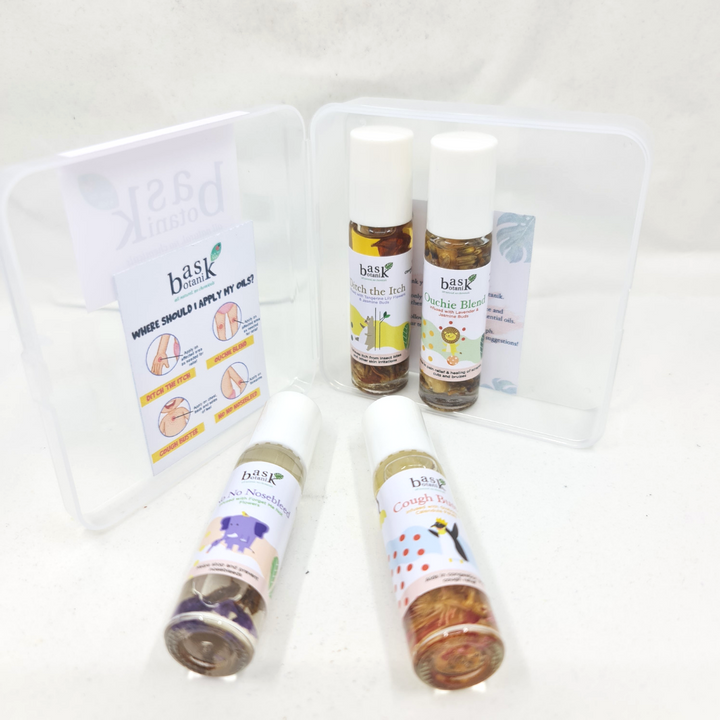 Bask Botanik Kids Set with 4 Kid-Friendly Essential Oil Rollers