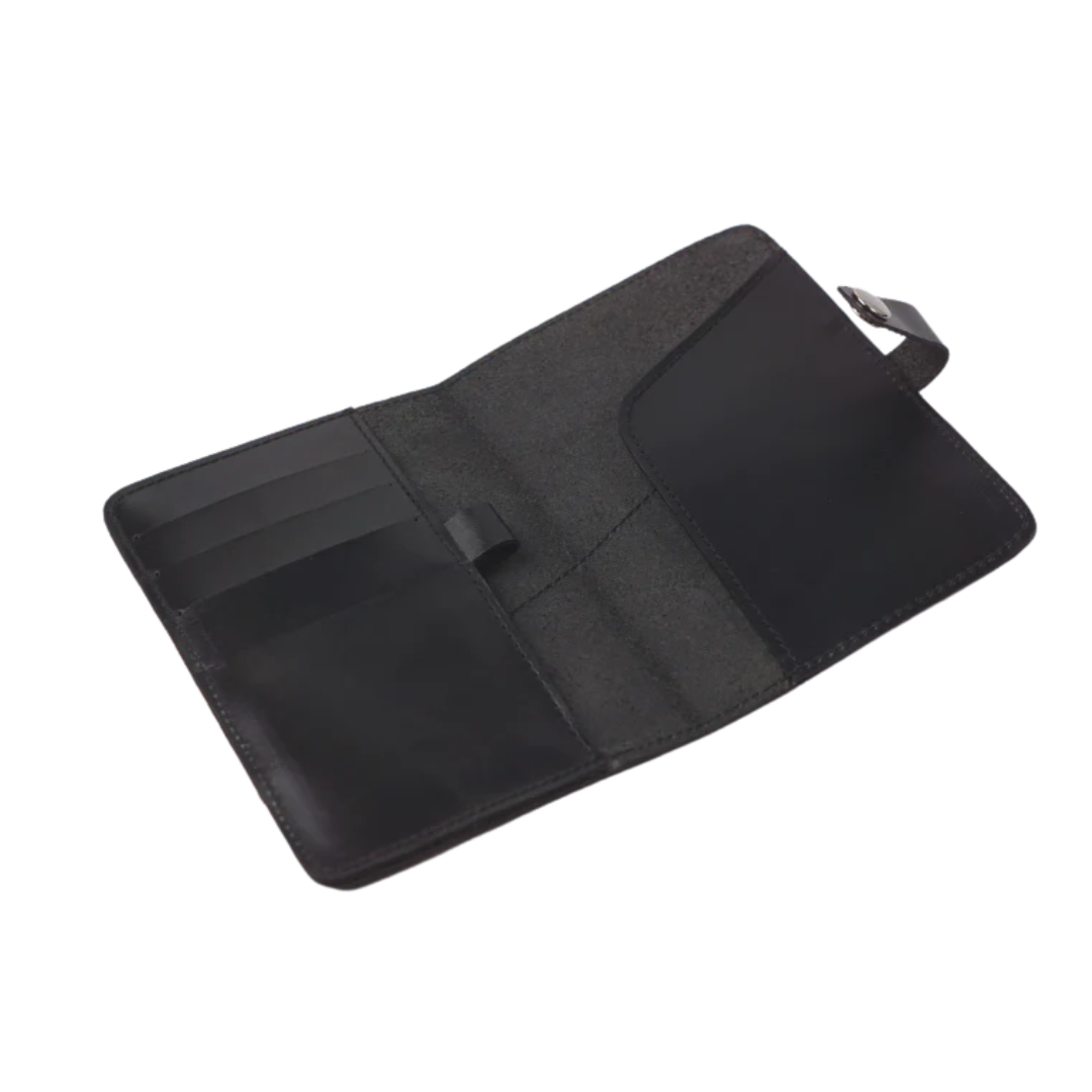 Woven Lakbay Passport Wallet - Black Leather