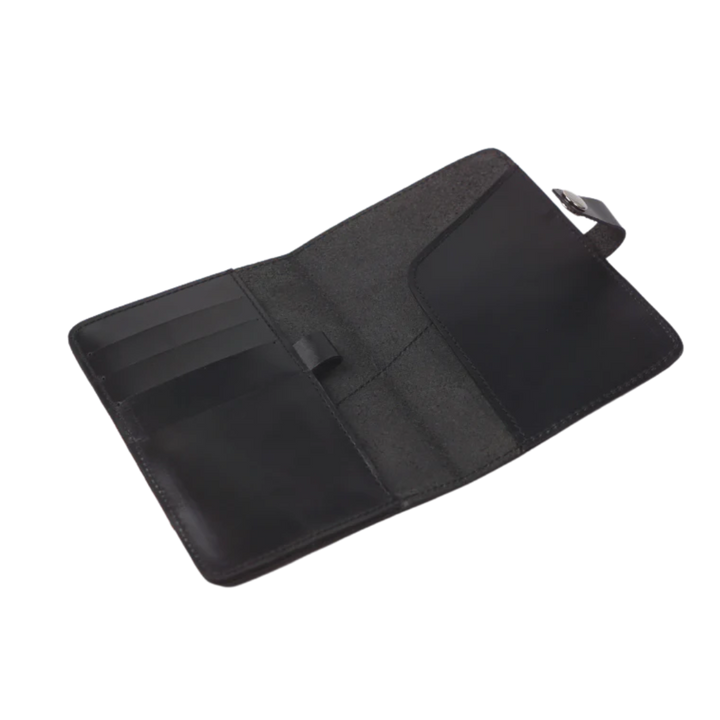 Woven Lakbay Passport Wallet - Black Leather