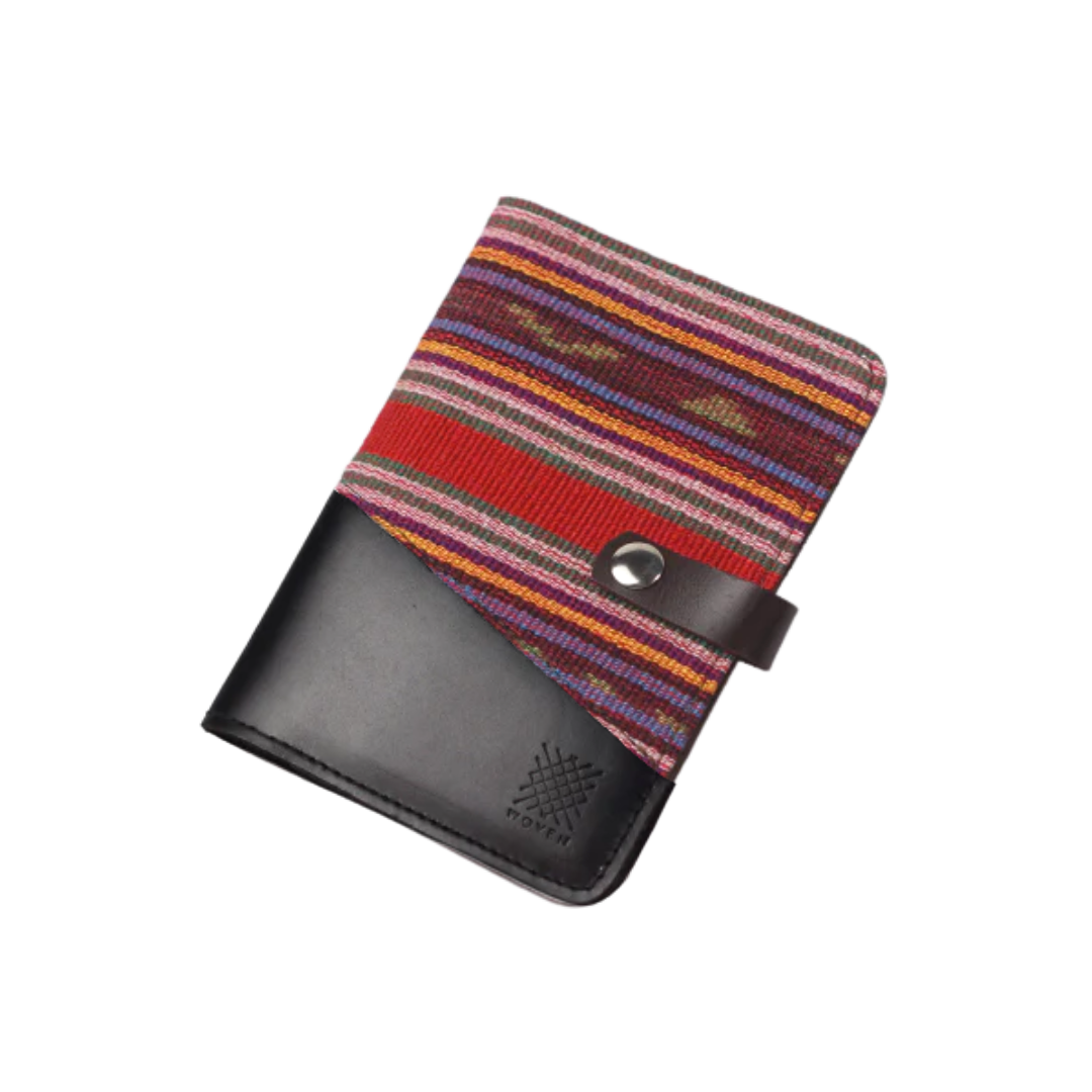 Woven Lakbay Passport Wallet - Black Leather
