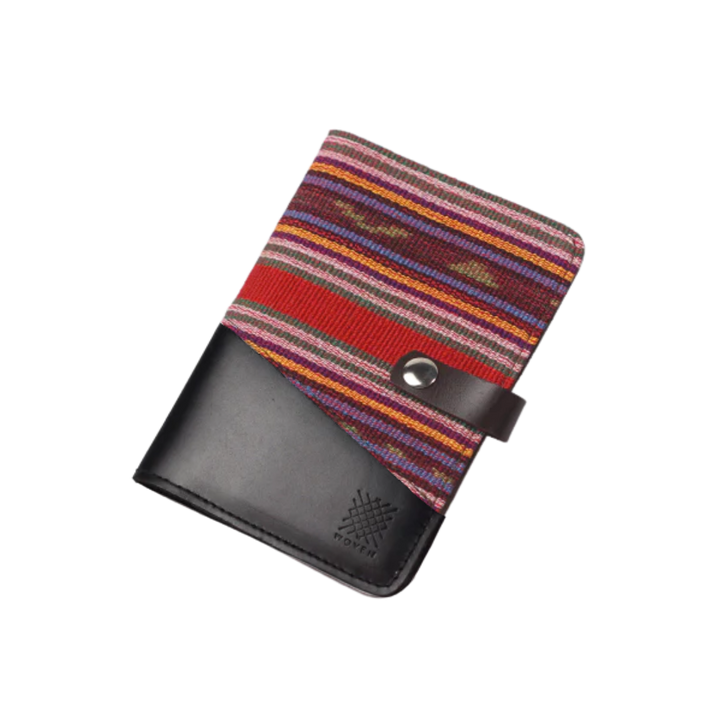 Woven Lakbay Passport Wallet - Black Leather