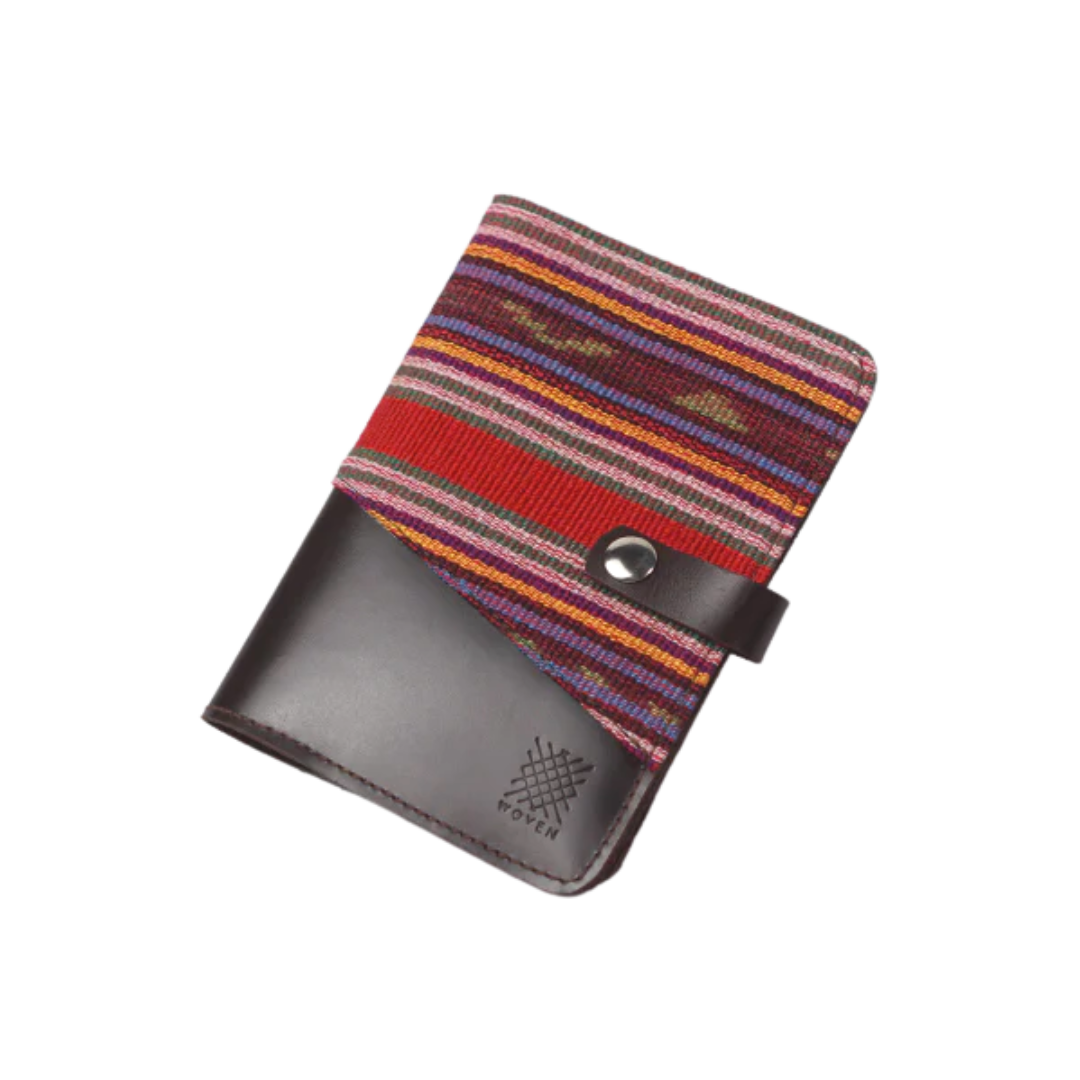 Woven Lakbay Passport Wallet - Brown Leather