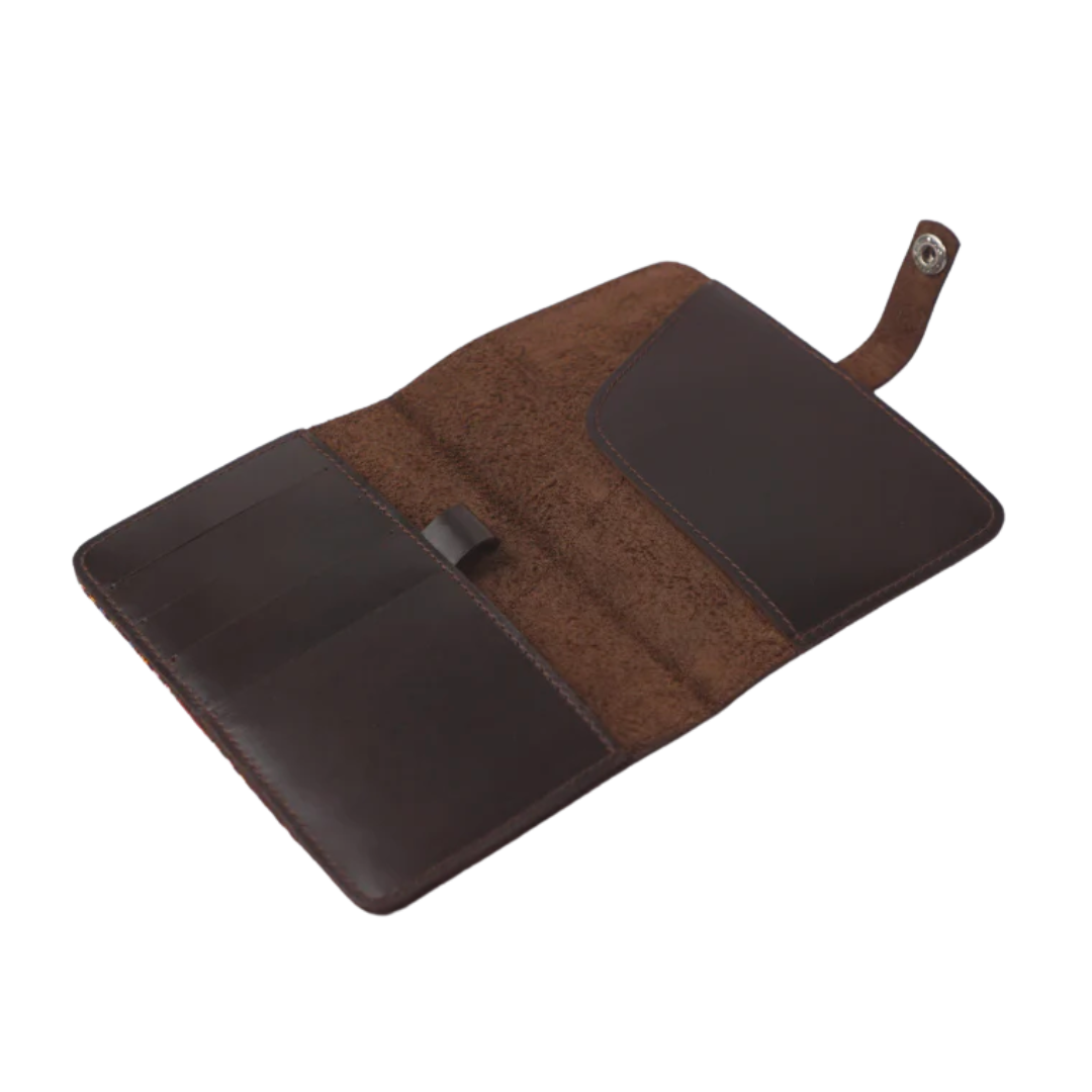 Woven Lakbay Passport Wallet - Brown Leather