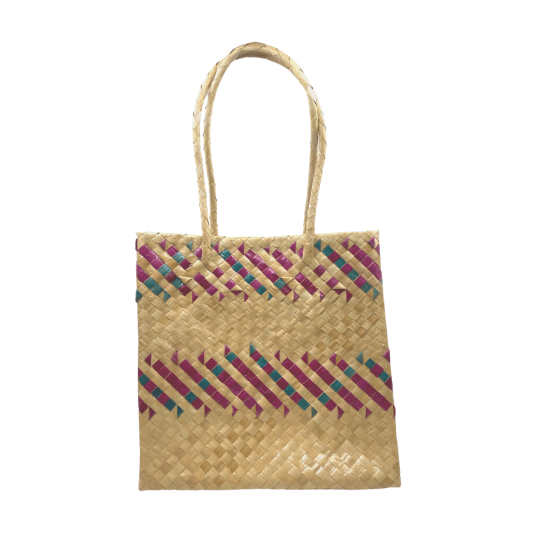 Mula Isla Handwoven Buri Bayong in Red/Fuchsia