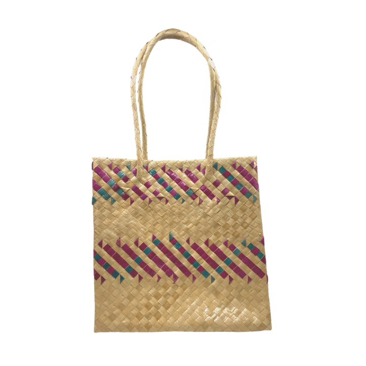 Mula Isla Handwoven Buri Bayong in Red/Fuchsia