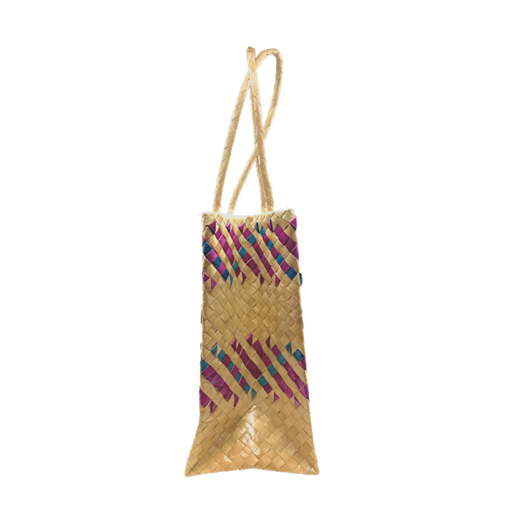 Mula Isla Handwoven Buri Bayong in Red/Fuchsia