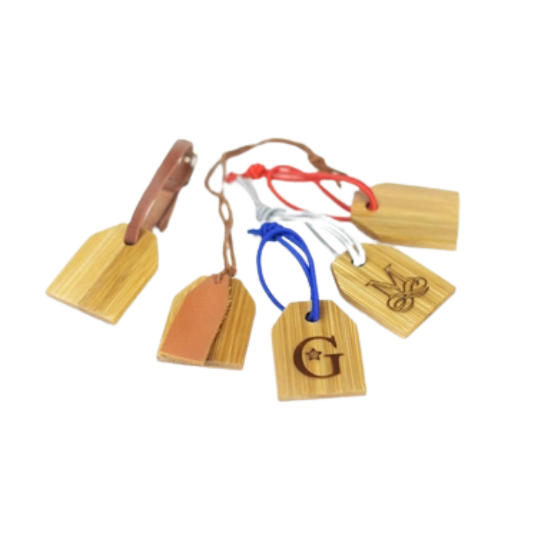BalaiKamay Bamboo Bag Tag with Leather Buckle