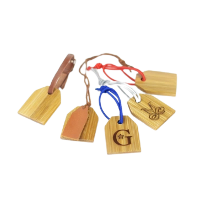 BalaiKamay Bamboo Bag Tag with Leather Buckle