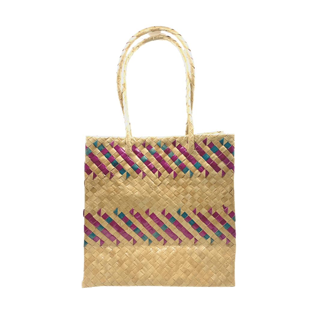 Mula Isla Handwoven Buri Bayong in Red/Fuchsia