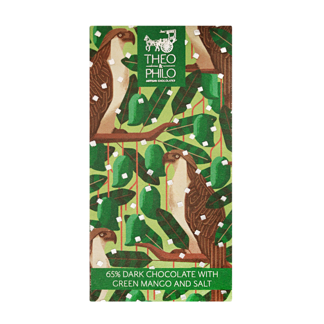 Theo and Philo Chocolates 65% Dark Chocolate with Green Mango and Sea Salt Bar