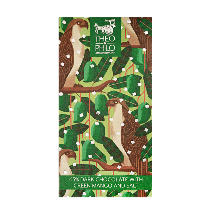 Theo and Philo Chocolates 65% Dark Chocolate with Green Mango and Sea Salt Bar