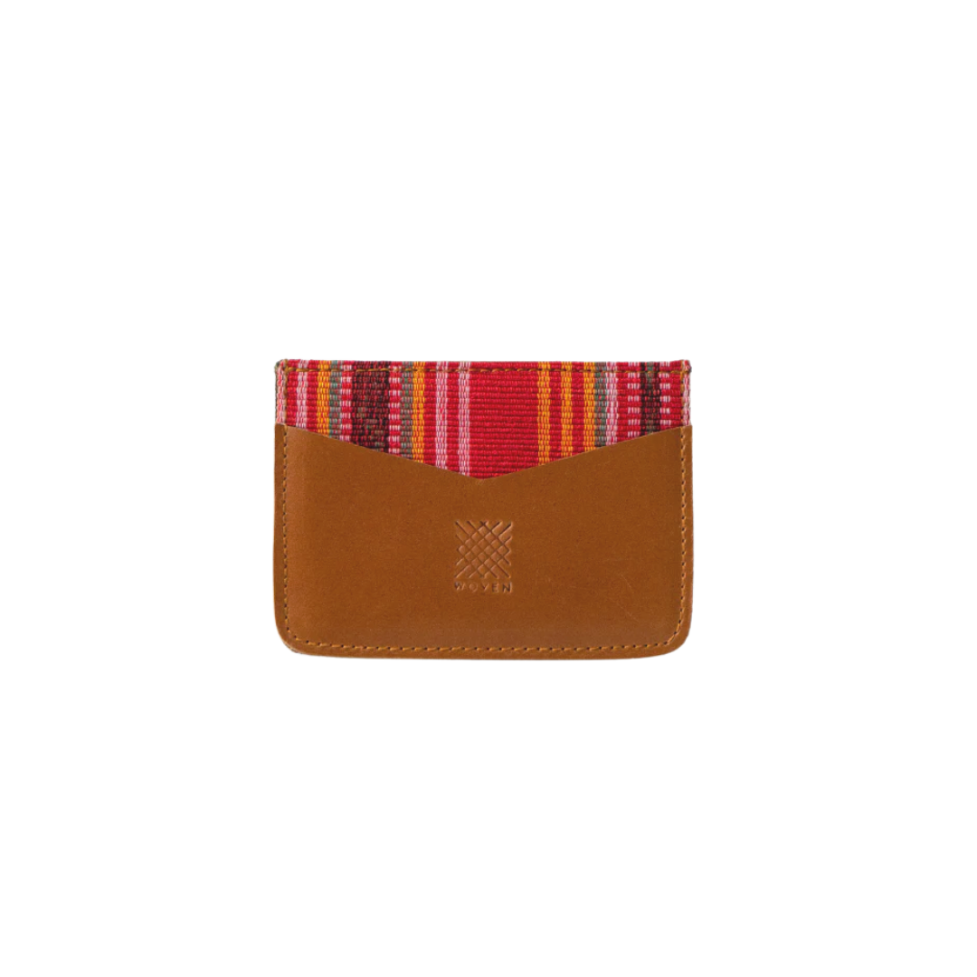 Woven Bulsa Card Holder in Tan Leather
