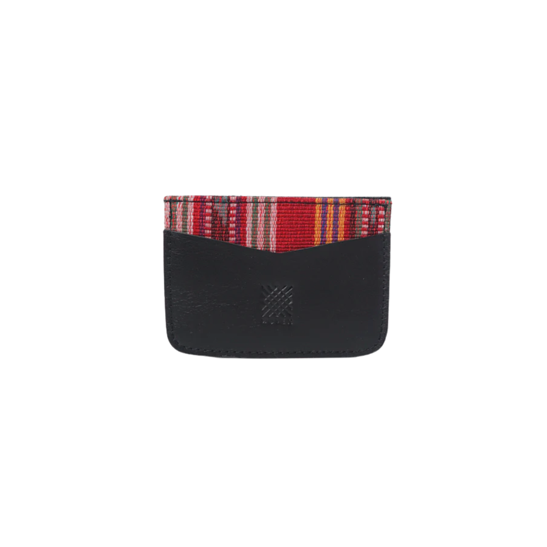 Woven Bulsa Cardholder in Black Leather