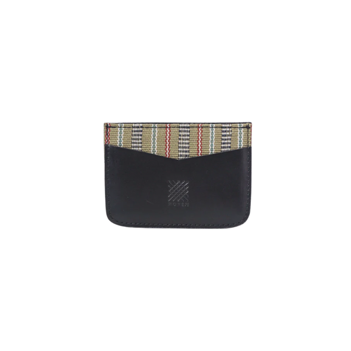 Woven Bulsa Cardholder in Black Leather