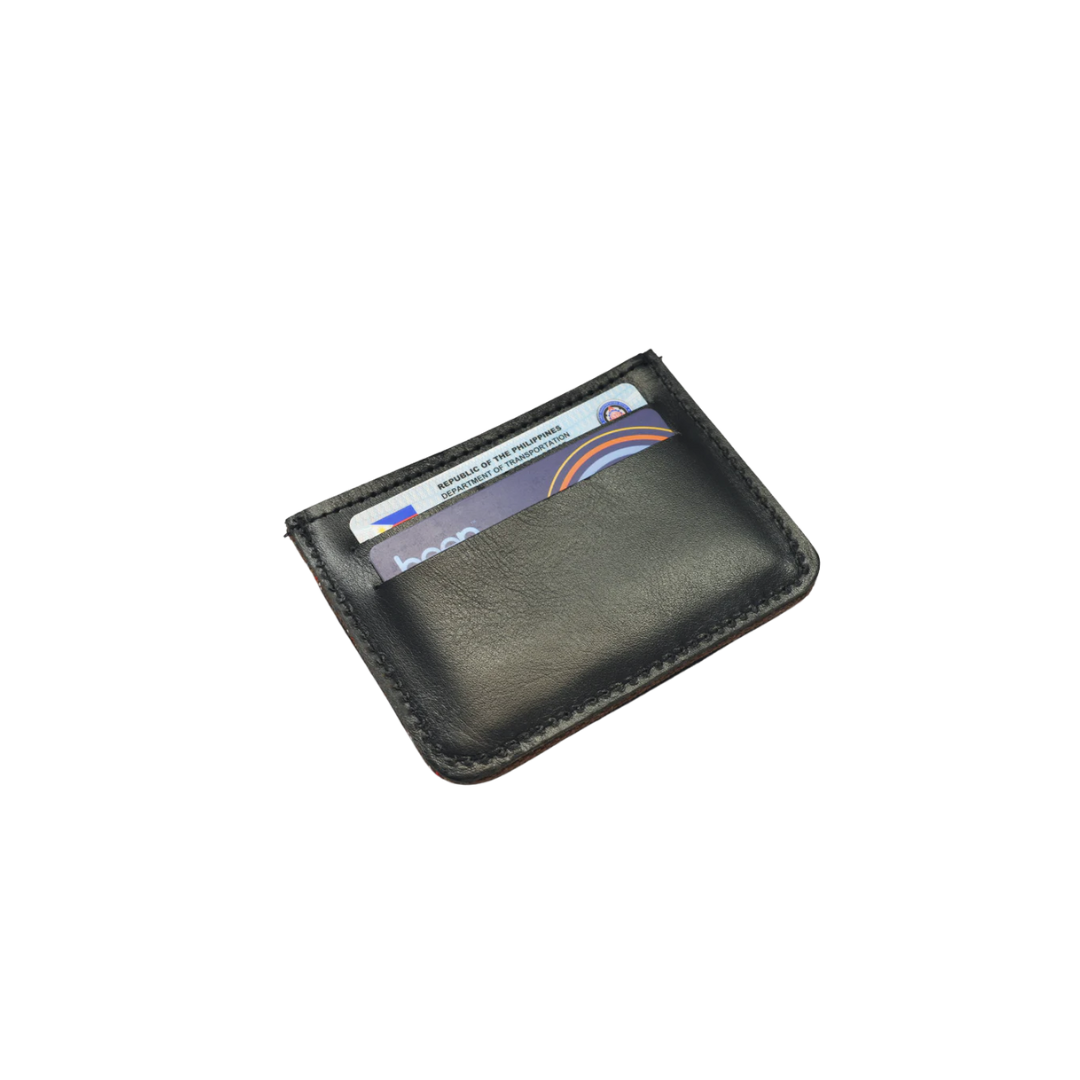 Woven Bulsa Cardholder in Black Leather