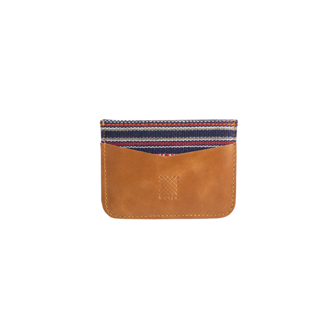 Woven Bulsa Card Holder in Tan Leather
