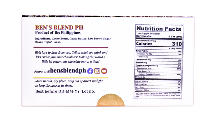 Ben's Blend PH Dark Chocolate Bar