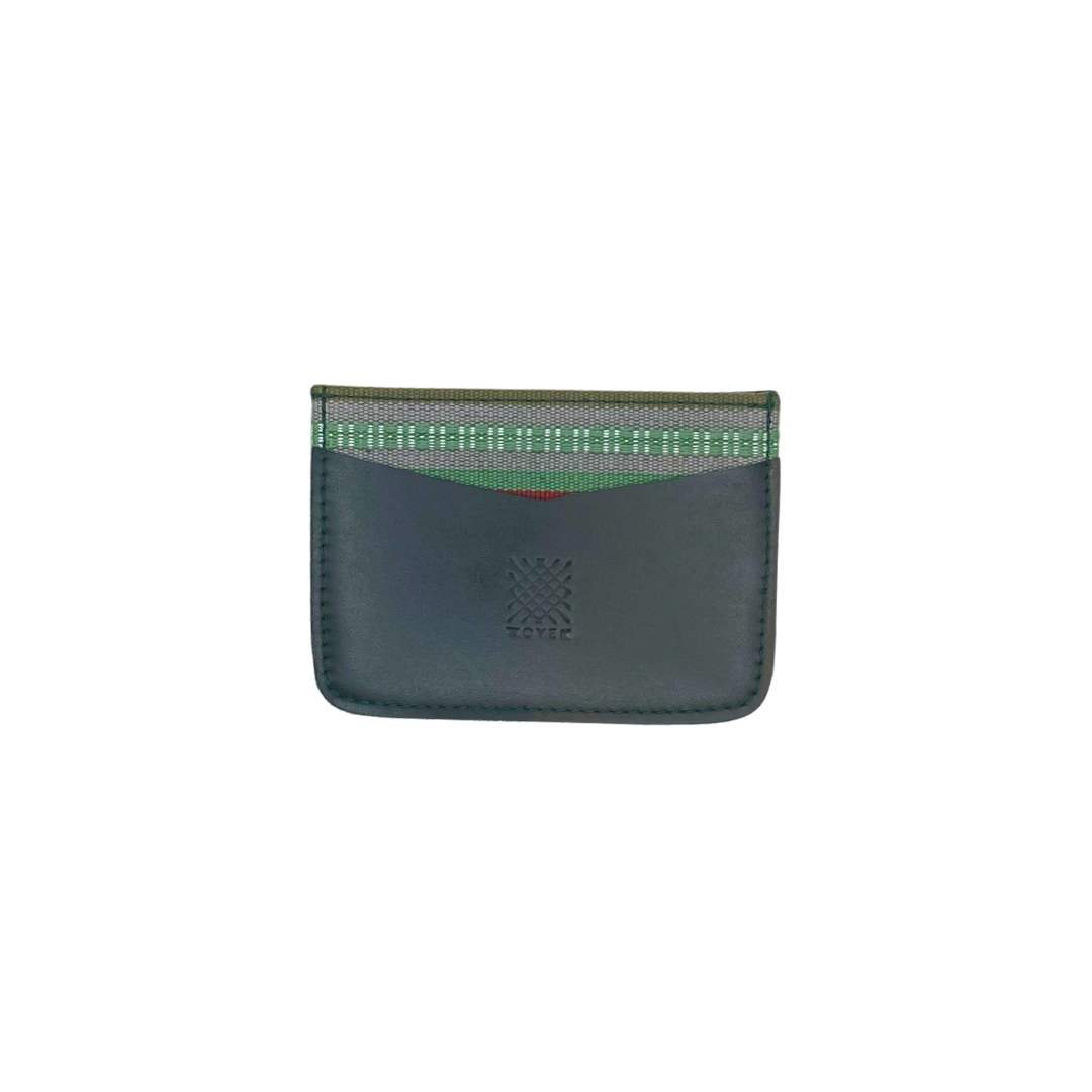 Woven Bulsa Card Holder in Moss Leather