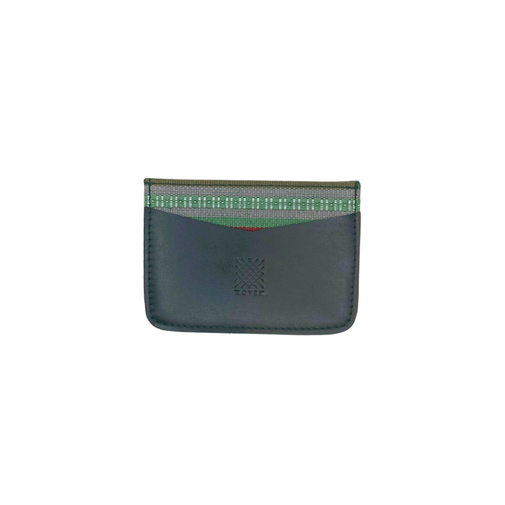 Woven Bulsa Card Holder in Moss Leather