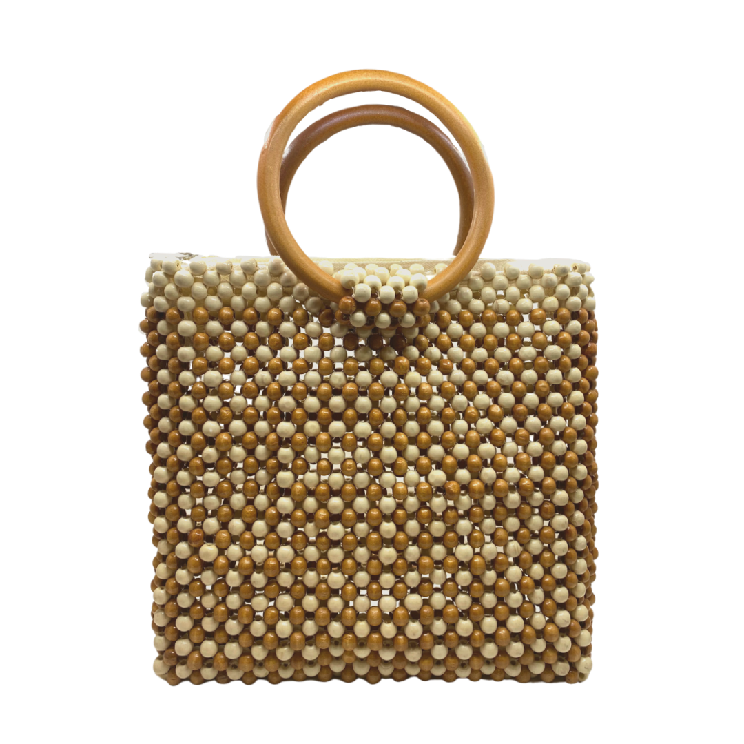 HABI Footwear and Lifestyle Wood Handle Beaded Bag